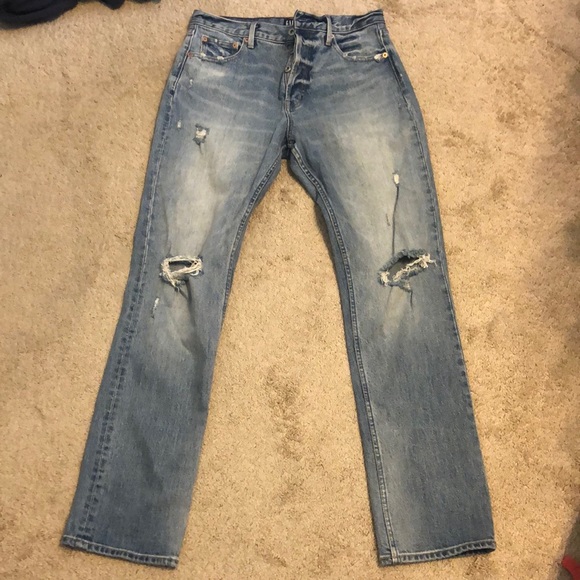 GAP Denim - Gap Straight Distressed Jeans 30T